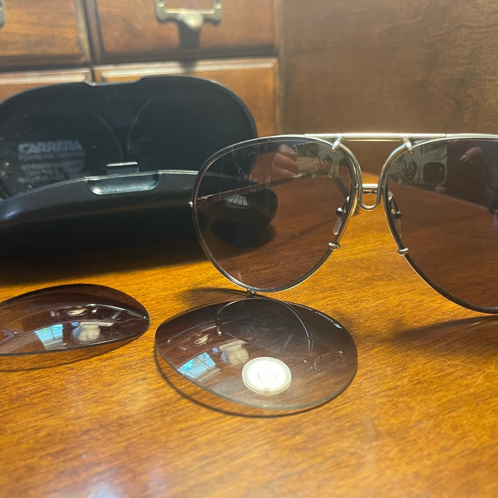 Vintage 1970s Porsche Carrera 5621 sunglasses with extra lenses and case